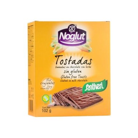 NOGLUT TOSTADAS BAÑADAS con chocolate leche SANTIVERI