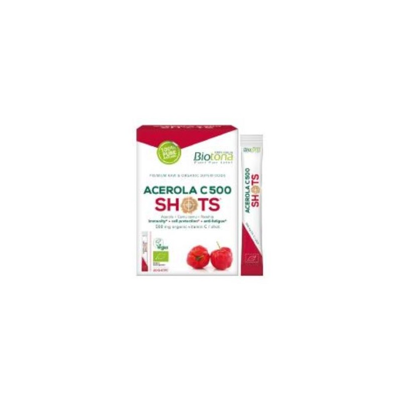 Acerola C 500 raw shots Bio Vegan Biotona