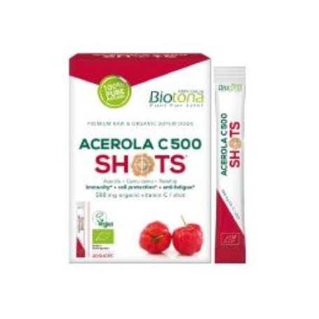 Acerola C 500 raw shots Bio Vegan Biotona