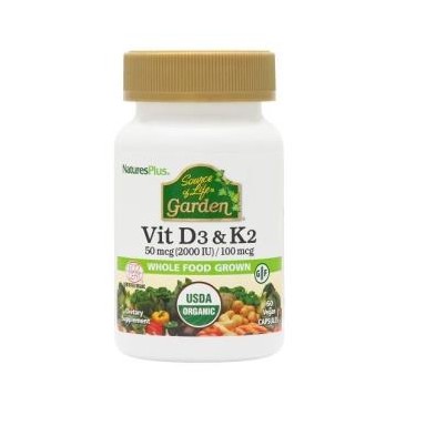 Garden Source of Life Vitamina D3 y K2 Natures Plus